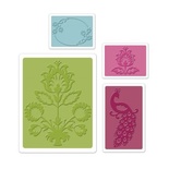 Набор папок для тиснения от Sizzix -  Textured Impressions Embossing Folders 4PK - Peacock Set - Павлин, 4 шт