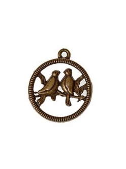 Набір металевих підвісок від ScrapBerryʼs - Птахи на жердині, 20x24мм, 10 шт.