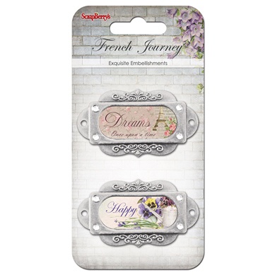 Набор украшений с металлическими рамочками "Французское путешествие", Счастье и Мечты