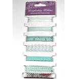 Набор ленточек, 6 шт., голубая гамма, разной ширины: 0,3-1см, 1 м