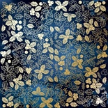 Аркуш одностороннього паперу з фольгуванням, дизайн Golden Winterberries Dark blue, 30,5см х 30,5см, ТМ Фабрика Декору