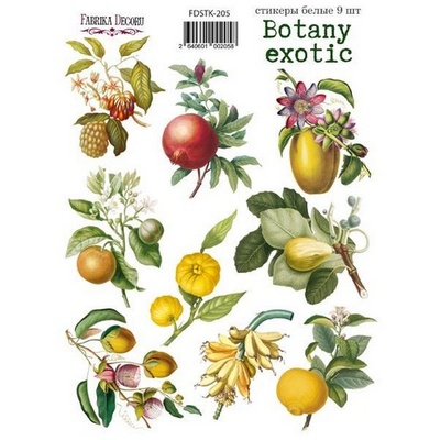 Набір наліпок (стікерів) 9 шт. Botany exotic 205, ТМ Фабрика Декору