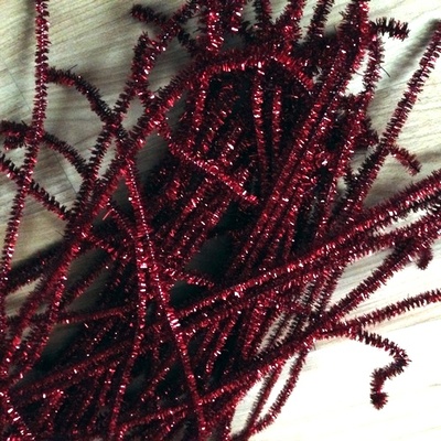 Синільний дріт, колір люрекс червоний, 30 см, 1 штука