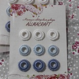 Декоративные вязаные колечки - в наборе от Allmacraft, белый, голубой, синий, 9 шт.