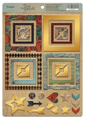 Рамки з чіпборду з фольгуванням (золото) для скрапбукінгу від Scrapmir - Time to Dream, 30 шт.