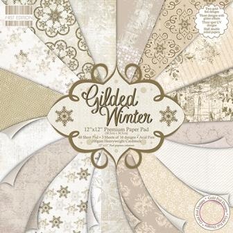 Повний набір новорічного паперу від First Edition - Gilded Winter, 15x15см, 64 аркуш