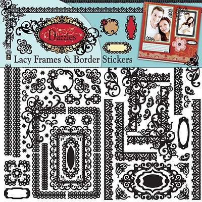 Набор наклеек-высечек HOTP - Frames Borders Dazzles, размер 30х30 см, 93 шт., цвет черный.
