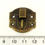 Замок накладной под колодочку,  стара латунь, 27х29мм, 2 детали