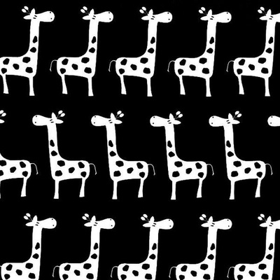 Тканина 100% бавовна - Жирафики білі на чорному, 45x65см
