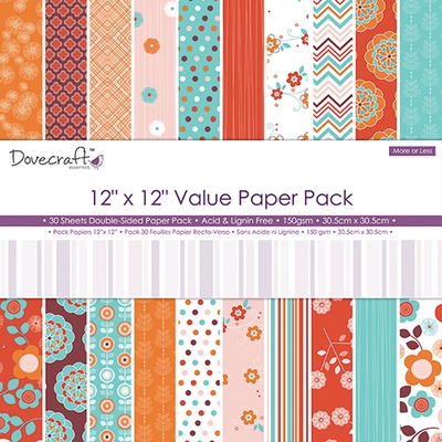 Набір двостороннього скрап-паперу від Dovecraft - More or Less Value Pack, 30x30 см, 30 шт.