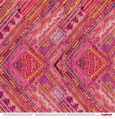 Бумага для скрапбукинга от ScrapBerry's - Этника -Вышивка, двусторонняя, 30,5x30,5 см