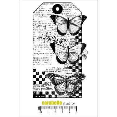 Штамп : Tag : 3 Papillons - Carabelle Studio -  Тэг: 3 бабочки