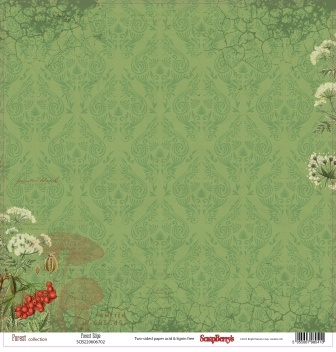 Бумага для скрапбукинга от ScrapBerry's - Опушка леса, В лесу, 30,5х30,5 см 190 гр/м двусторонняя
