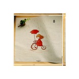 Картинки на льне - Девочка на велосипеде с зонтом, арт.0149 - №8, 30х30 см