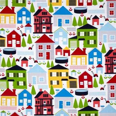 Тканина 100% бавовна - Веселі будиночки, 45x55см