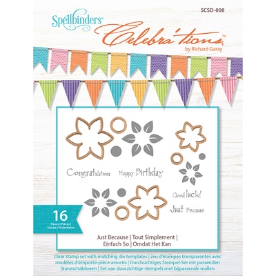 Набір ножів з штампами від Spellbinders — Just Because, Celebra’tionsTM, квіти і написи