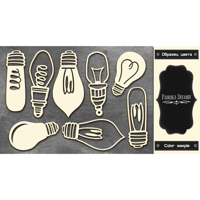 Чипборд Фабрика Декору - Лампочки, колір чорний