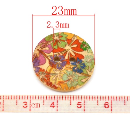 Дерев’яний ґудзик Multicolor Flower B10663, діаметр 23 мм, 1 шт.