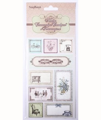 Набір тканинних сатинових наліпок від ScrapBerryʼs, 9 шт.