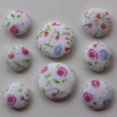 Тканинні ґудзики і топси від Allmacraft - серія Шеббі 2, діаметр 2 і 2,5см, 8 штук