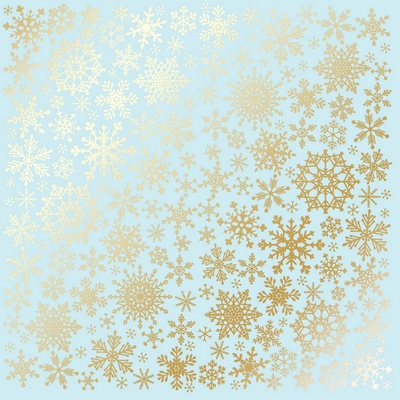 Аркуш одностороннього паперу з фольгуванням Golden Snowflakes Blue, ТМ Fabrika Decoru
