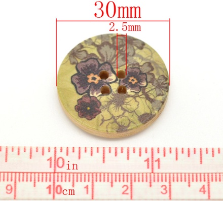 Дерев’яний ґудзик Green Flower B15110, діаметр 30 мм, 1 шт.