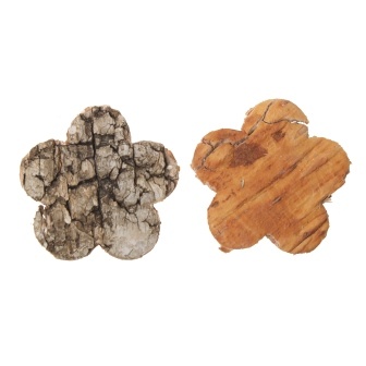 Прикраса з кори дерева - квіточки, 3.0смх 3.05см, 5шт.