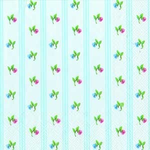 Серветка для декупажу "Квіти, ситець", колір фону: блакитний, розмір: 33x33 см