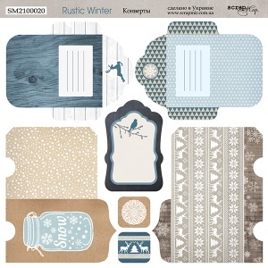 Аркуш двостороннього паперу для скрапбукінгу від Scrapmir - Конверти - Rustic Winter, 20 x20cм