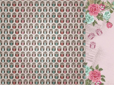 Аркуш двостороннього скрап-паперу Kaisercraft - Needle & Thread - котушки - Bobbin, 30,5x30,5см