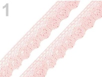 Кружево хлопковое, цвет розовый светлый, ширина 25мм, 90см