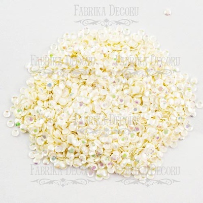 Паєтки розетки міні, кремові з райдужним перламутром 501, ТМ Фабрика Декору.