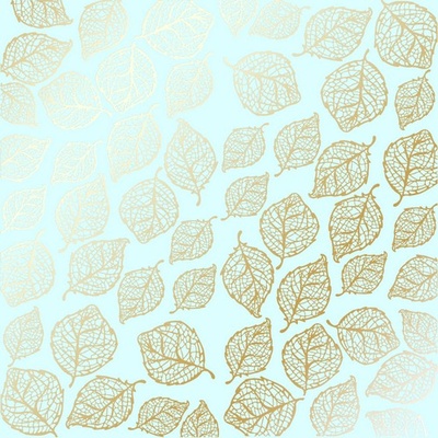 Аркуш одностороннього паперу з фольгуванням Golden Delicate Leaves Mint, ТМ Фабрика Декору