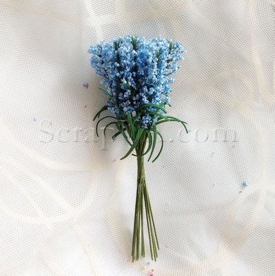 Веточки декоративные с листиками, цвет голубой, 1 пучок из 10 штук