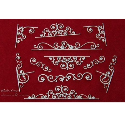 Чипборд Scrapiniec - Бордюри і куточки Park Avenue мікс, 11 штук