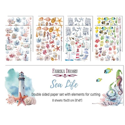 Набір двосторонніх картинок для вирізання Sea Life 15х20см, ТМ Фабрика Декору