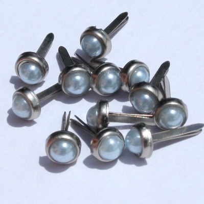 Набір брадсів Eyelet Outlet - Pearl Brads Blue/Silver, колір світло-блакитний, 5 мм, 10 штук