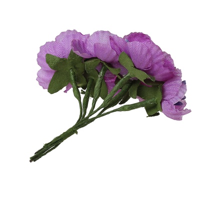 Тканевые веточки, фиолетового цвета, диаметр  28мм, в пучке 6 шт.