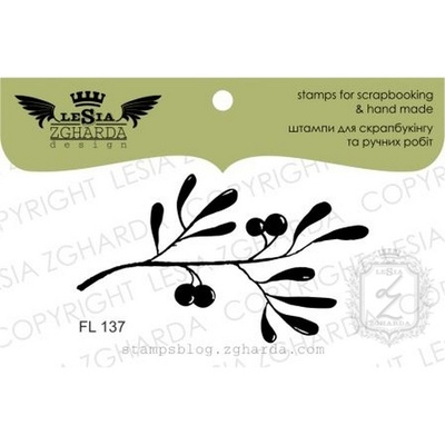 Акриловый штамп Lesia Zgharda FL137 Веточка с листьями и ягодками