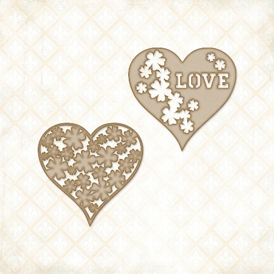 Чипборд Blue Fern StudiOs-Floral Hearts