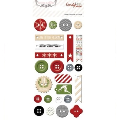 Ґудзики Teresa Collins - Candy Cane Lane - Chipboard Buttons