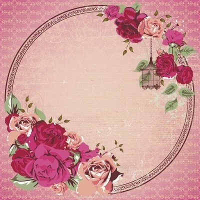 Аркуш скрап-паперу від Kaisercraft - VIOLETTE - LADY ROSE GLOS PAPER, 30x30 см.