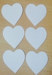 Вирубка з білого картону — Набір сердечок, 6 штук, 4, 4x4,8cм