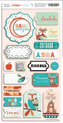 Чипборд для скрапбукінгу від Scrapmir - Funny Friends - Ru - 18 шт