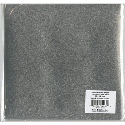 Аркуш кадстока Best Creation Gloss Glitter Paper - Silver, 30x30 см, 125 г/кв см