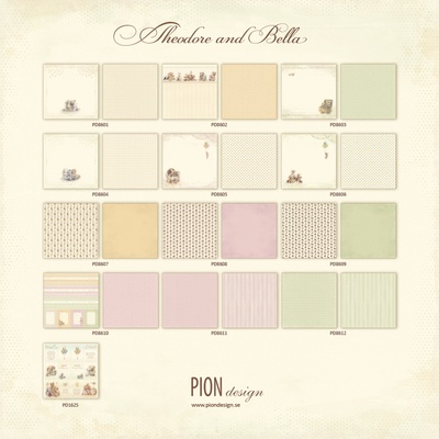 1/2  Набора двусторонней бумаги от Pion Design - Theodore and Bella -  30х30см, 13 листов