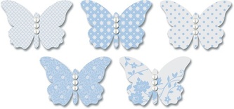 Бабочки из веллума с рисунком Jenni Bowlin Vellum Embellished Butterflies - Blue, 5 штук, цвет голубой