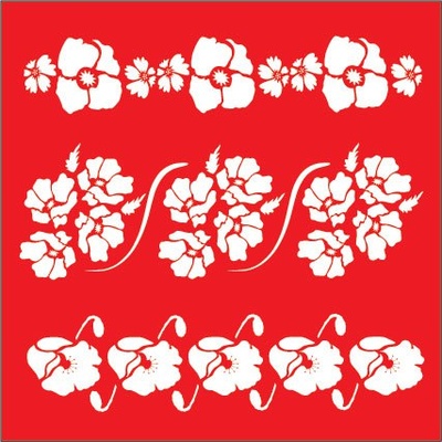 Трафарет - Мак бордюры, 18*18см