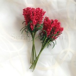 Гілочки декоративні з листочками, колір червоний, 1 пучок з 10 штук