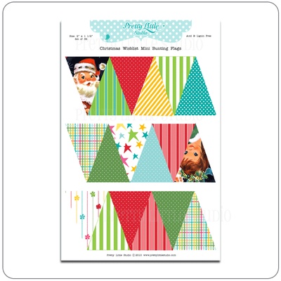 Паперові прикраси - Різдвяні прапорці "Christmas Wishlist Mini Bunting Flags", кольори: яскраві, 36 шт.